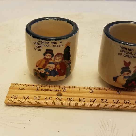 Set of 2 Ceramic Christmas Votive Candle Holders Snowman - Picture 9 of 9